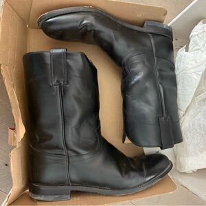VTG Justin Boots Men's Black Leather Boots